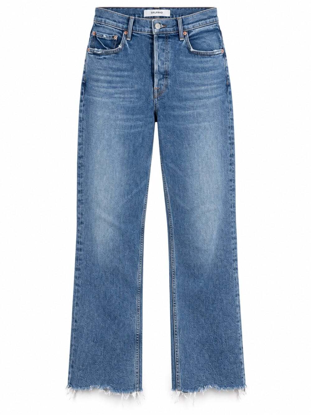 GRLFRND Classic Straight Raw Hem Light Wash Casual Minimalist Denim Jeans Sz 30